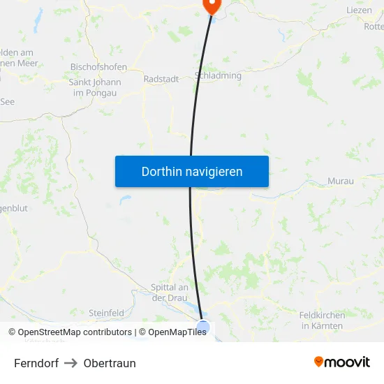 Ferndorf to Obertraun map