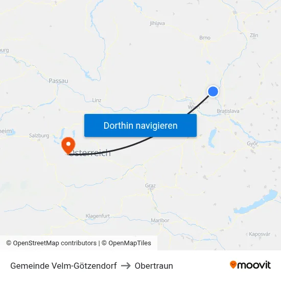Gemeinde Velm-Götzendorf to Obertraun map