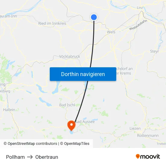 Pollham to Obertraun map