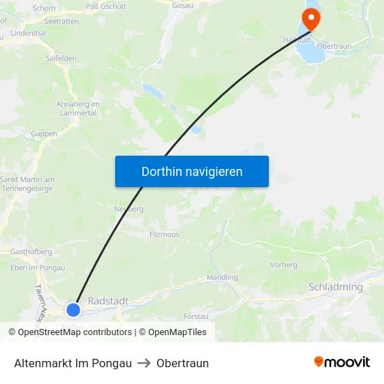 Altenmarkt Im Pongau to Obertraun map