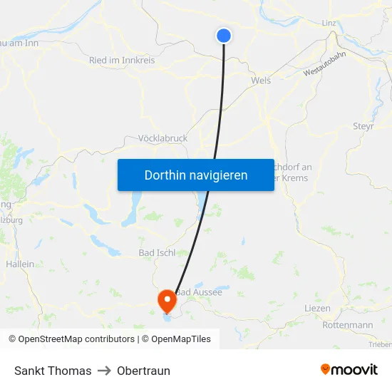 Sankt Thomas to Obertraun map