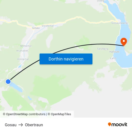 Gosau to Obertraun map
