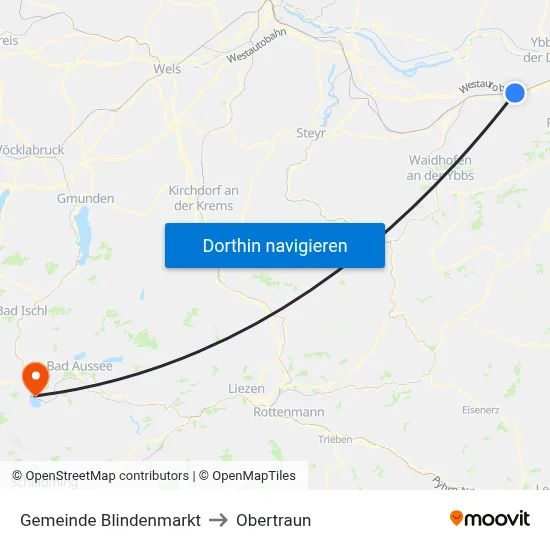 Gemeinde Blindenmarkt to Obertraun map
