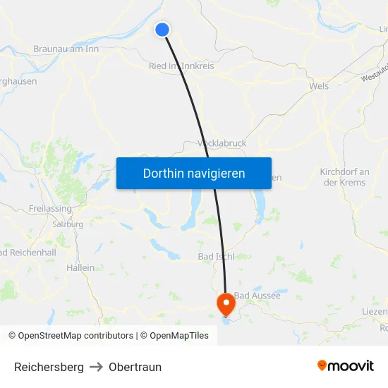 Reichersberg to Obertraun map