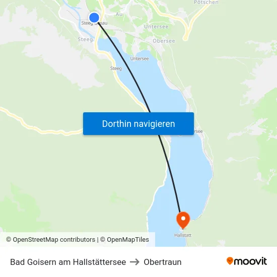 Bad Goisern am Hallstättersee to Obertraun map