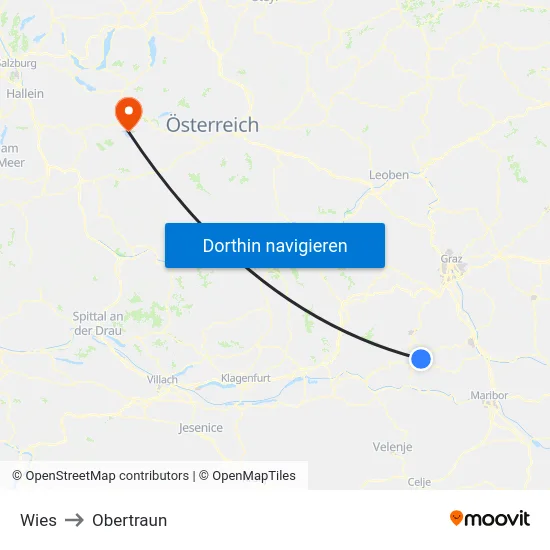 Wies to Obertraun map