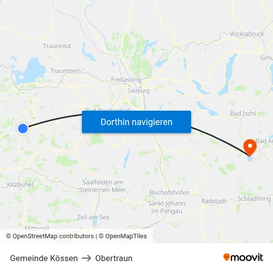 Gemeinde Kössen to Obertraun map