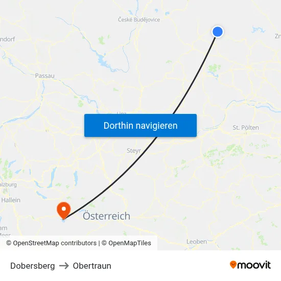 Dobersberg to Obertraun map