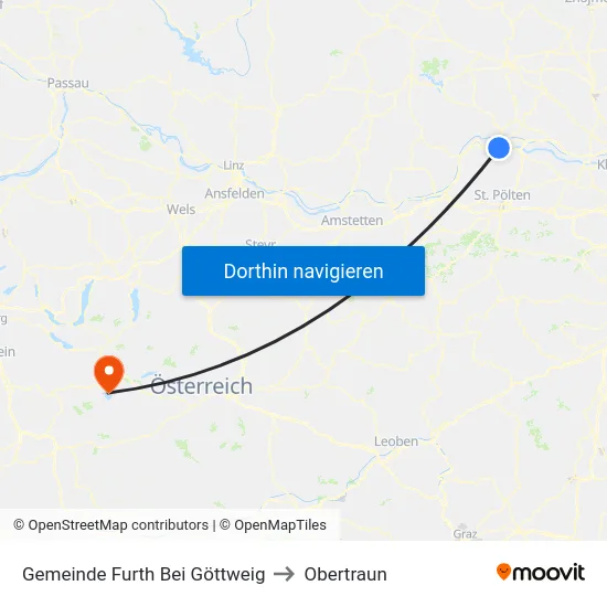 Gemeinde Furth Bei Göttweig to Obertraun map
