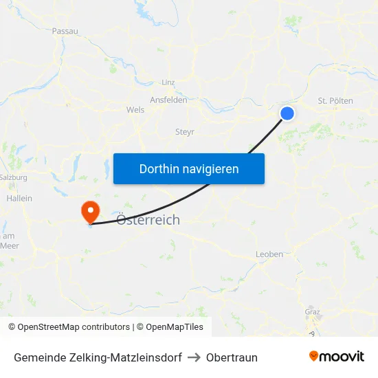 Gemeinde Zelking-Matzleinsdorf to Obertraun map