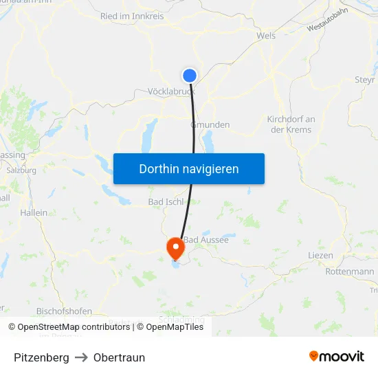 Pitzenberg to Obertraun map