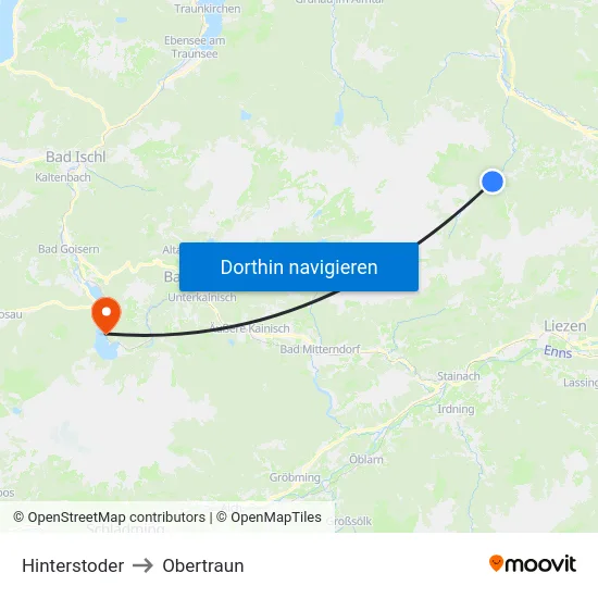 Hinterstoder to Obertraun map