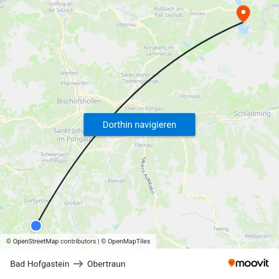 Bad Hofgastein to Obertraun map