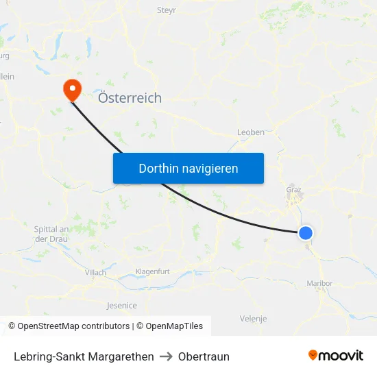Lebring-Sankt Margarethen to Obertraun map