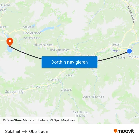 Selzthal to Obertraun map