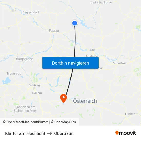 Klaffer am Hochficht to Obertraun map