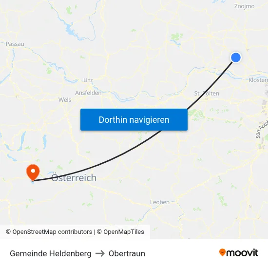 Gemeinde Heldenberg to Obertraun map