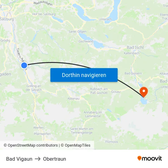 Bad Vigaun to Obertraun map