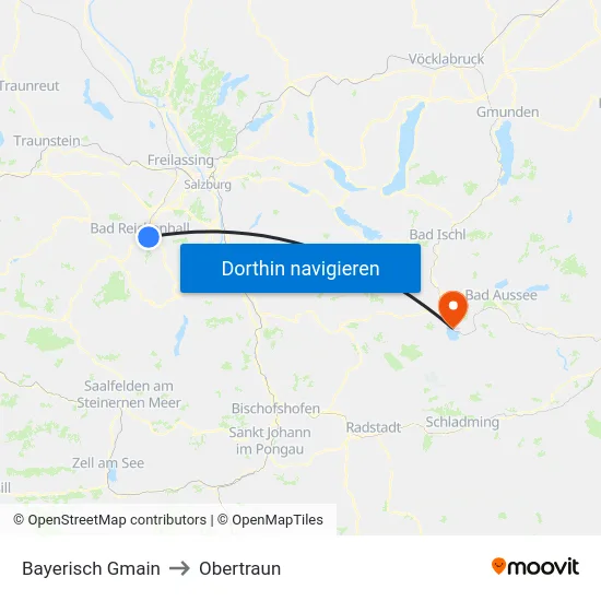 Bayerisch Gmain to Obertraun map