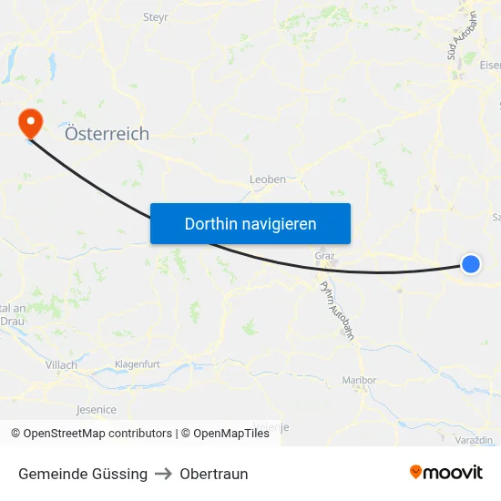 Gemeinde Güssing to Obertraun map