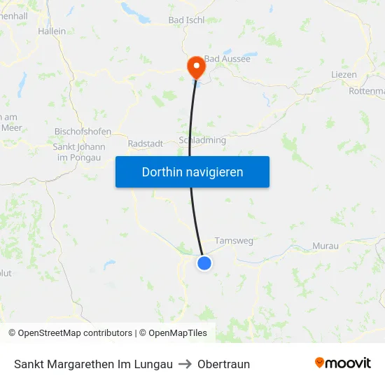 Sankt Margarethen Im Lungau to Obertraun map