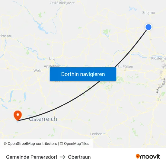 Gemeinde Pernersdorf to Obertraun map