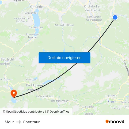 Molln to Obertraun map