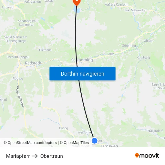 Mariapfarr to Obertraun map