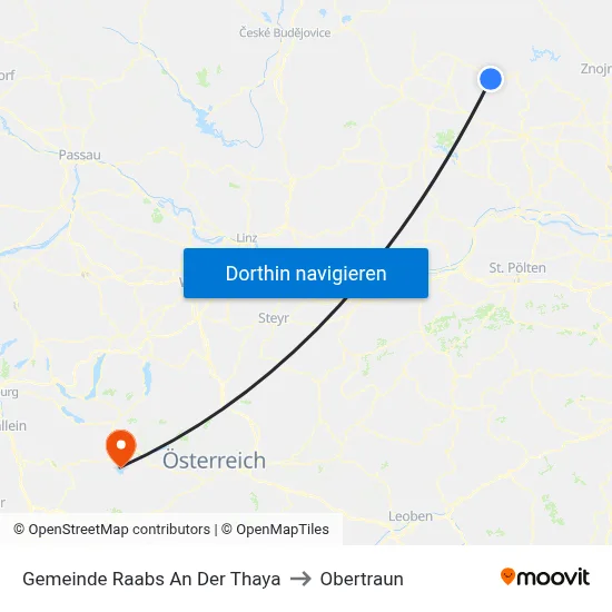 Gemeinde Raabs An Der Thaya to Obertraun map