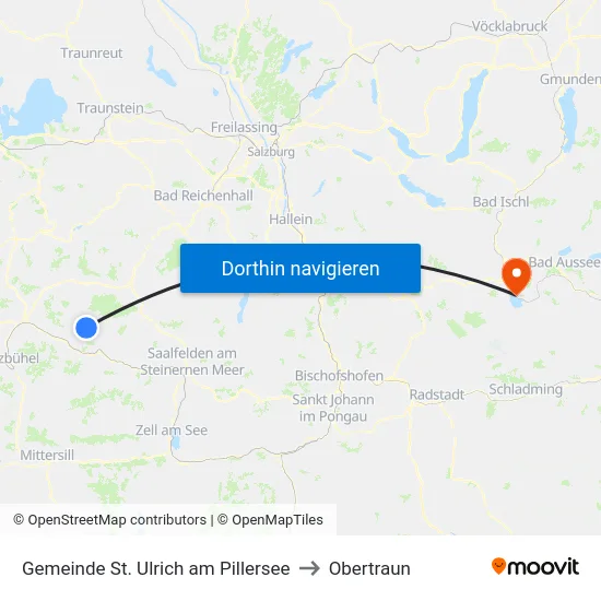 Gemeinde St. Ulrich am Pillersee to Obertraun map