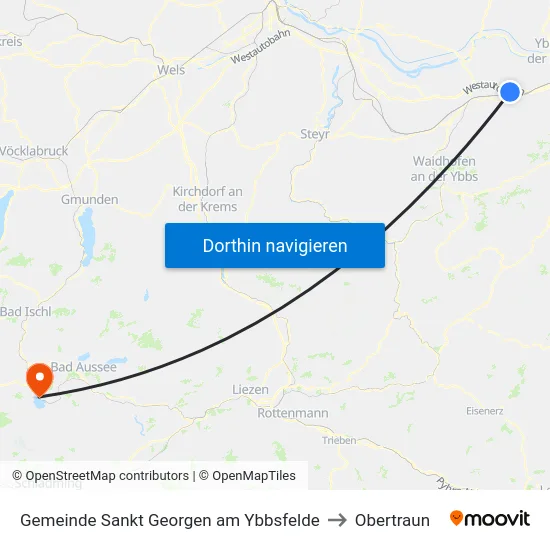 Gemeinde Sankt Georgen am Ybbsfelde to Obertraun map