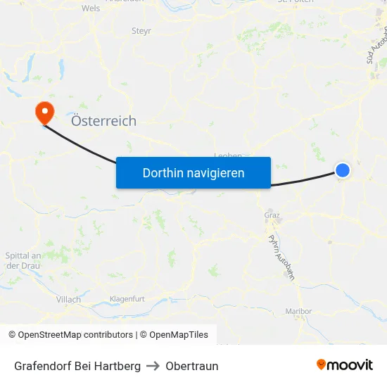 Grafendorf Bei Hartberg to Obertraun map