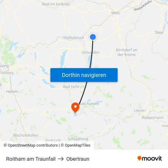 Roitham am Traunfall to Obertraun map
