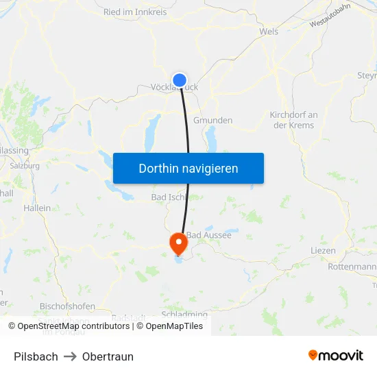 Pilsbach to Obertraun map