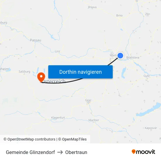 Gemeinde Glinzendorf to Obertraun map