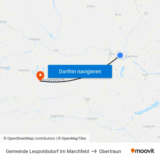 Gemeinde Leopoldsdorf Im Marchfeld to Obertraun map