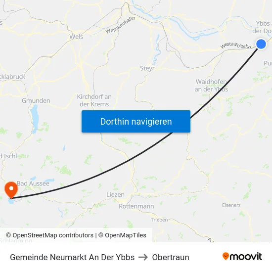Gemeinde Neumarkt An Der Ybbs to Obertraun map
