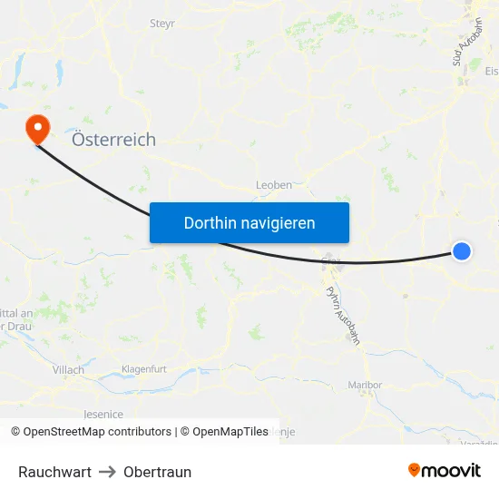 Rauchwart to Obertraun map