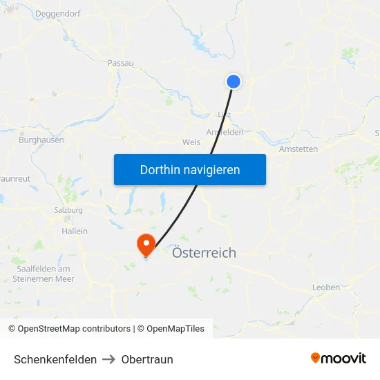 Schenkenfelden to Obertraun map