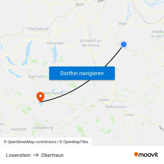 Losenstein to Obertraun map