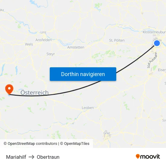 Mariahilf to Obertraun map