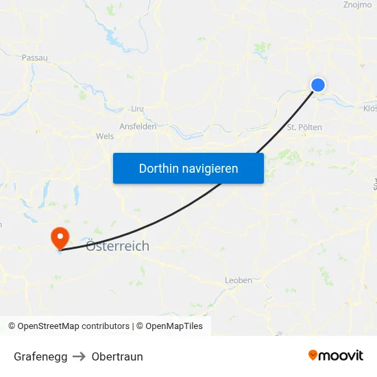 Grafenegg to Obertraun map