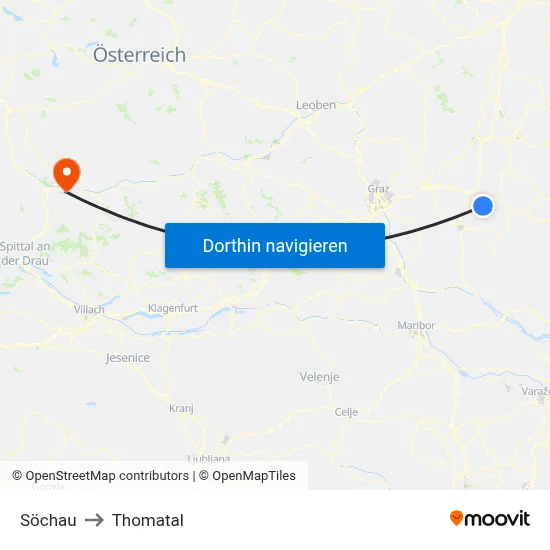 Söchau to Thomatal map