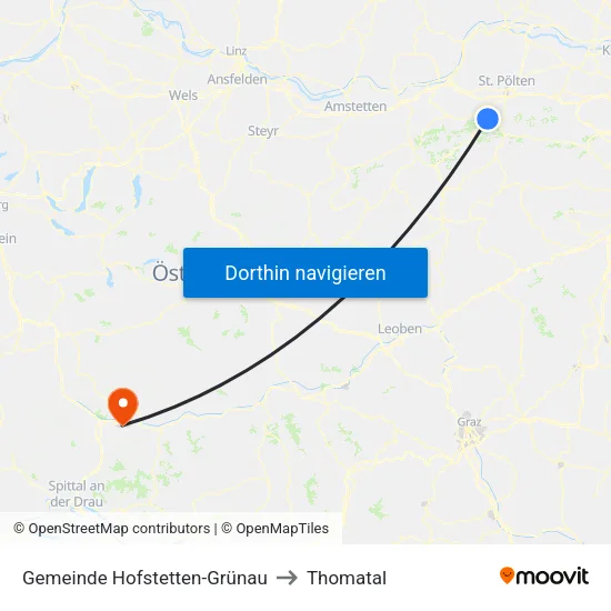 Gemeinde Hofstetten-Grünau to Thomatal map
