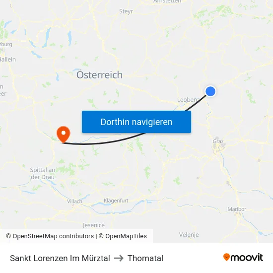 Sankt Lorenzen Im Mürztal to Thomatal map