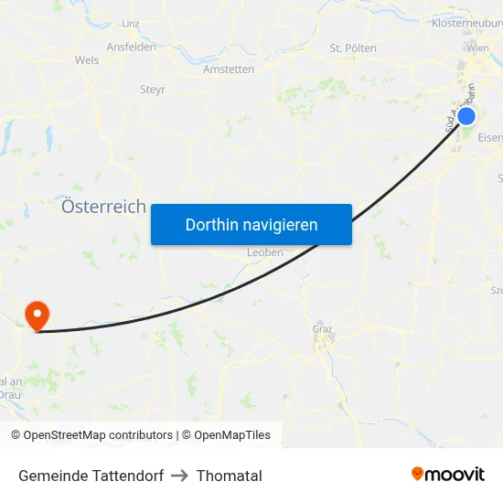 Gemeinde Tattendorf to Thomatal map