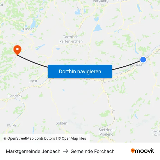 Marktgemeinde Jenbach to Gemeinde Forchach map