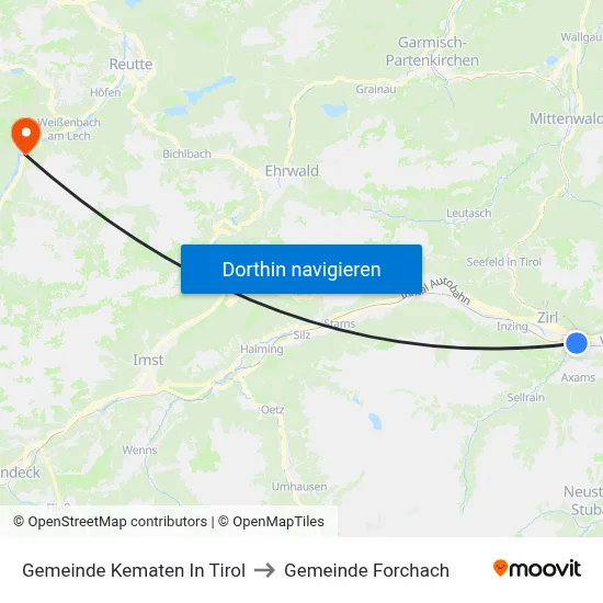 Gemeinde Kematen In Tirol to Gemeinde Forchach map