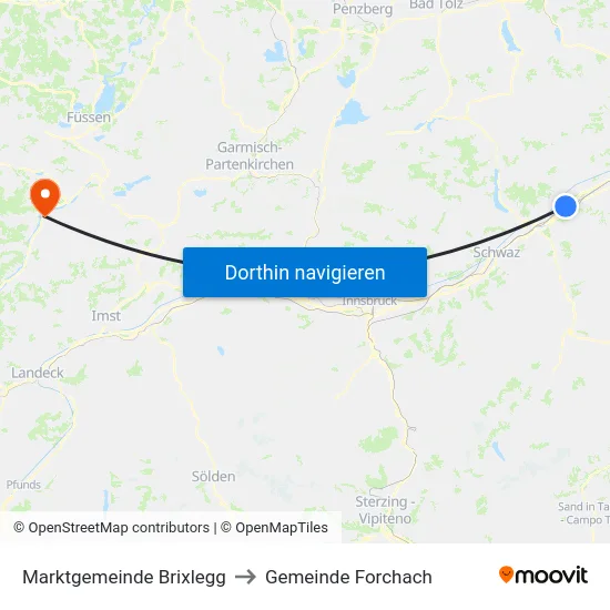 Marktgemeinde Brixlegg to Gemeinde Forchach map