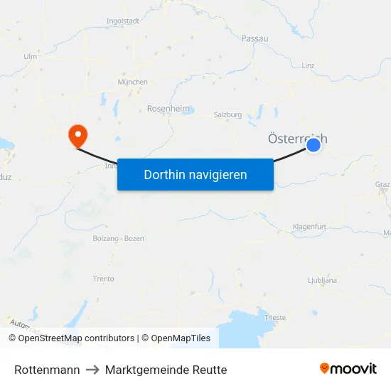 Rottenmann to Marktgemeinde Reutte map